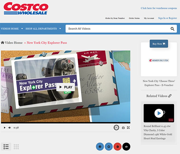 Screenshot of Costco Travel website